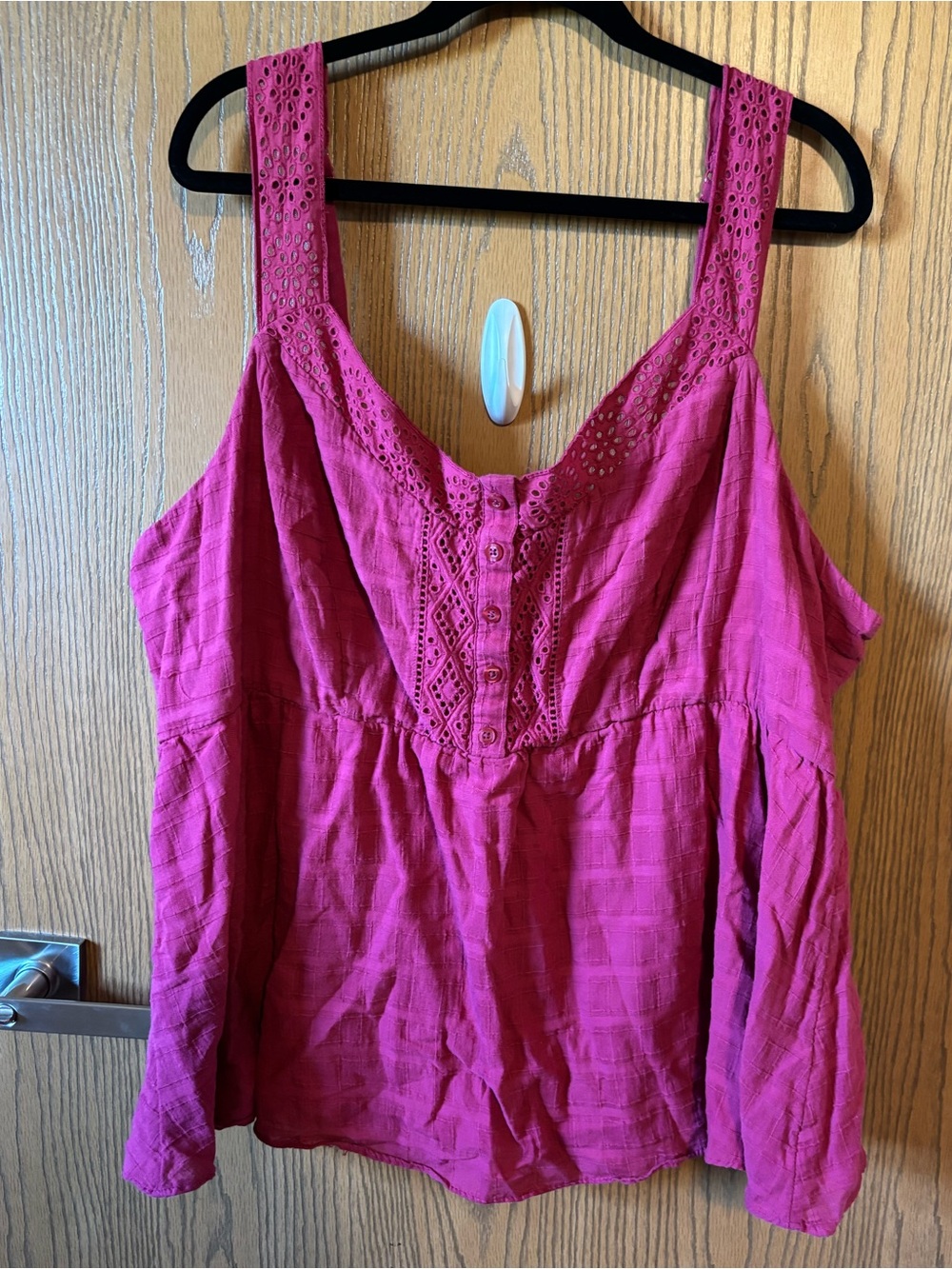 torrid Fuchsia Eyelet Button-Front Tank